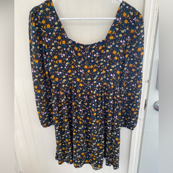 2 for $12 💖 Mudd Floral Square Neck Boho Shirt or Dress w Button Detail Size XS - Picture 1 of 5